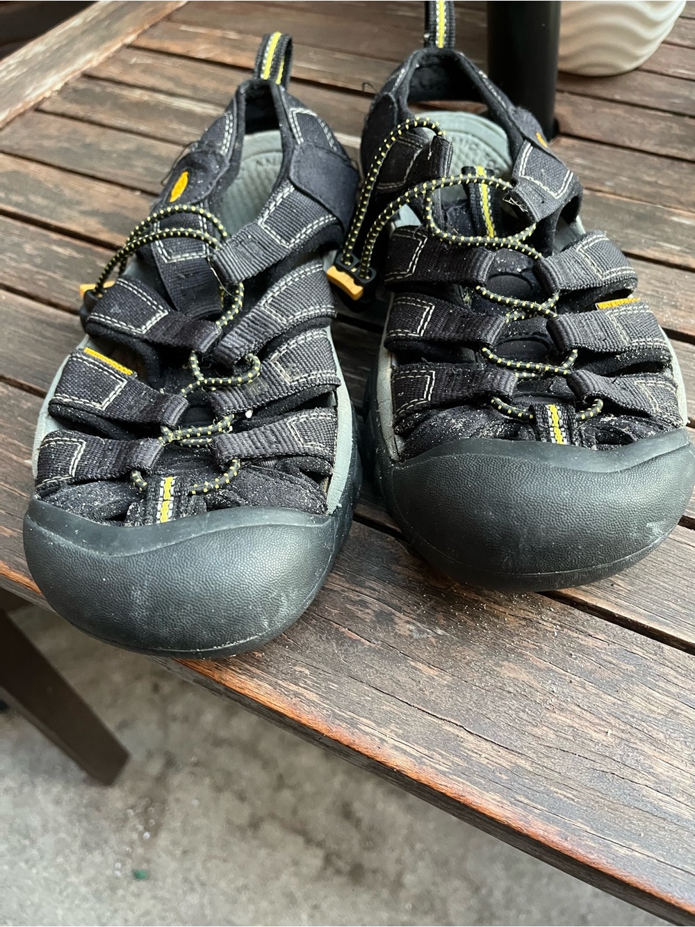Keen Black and Yellow Men's Closed-Toe Hiking Sandals